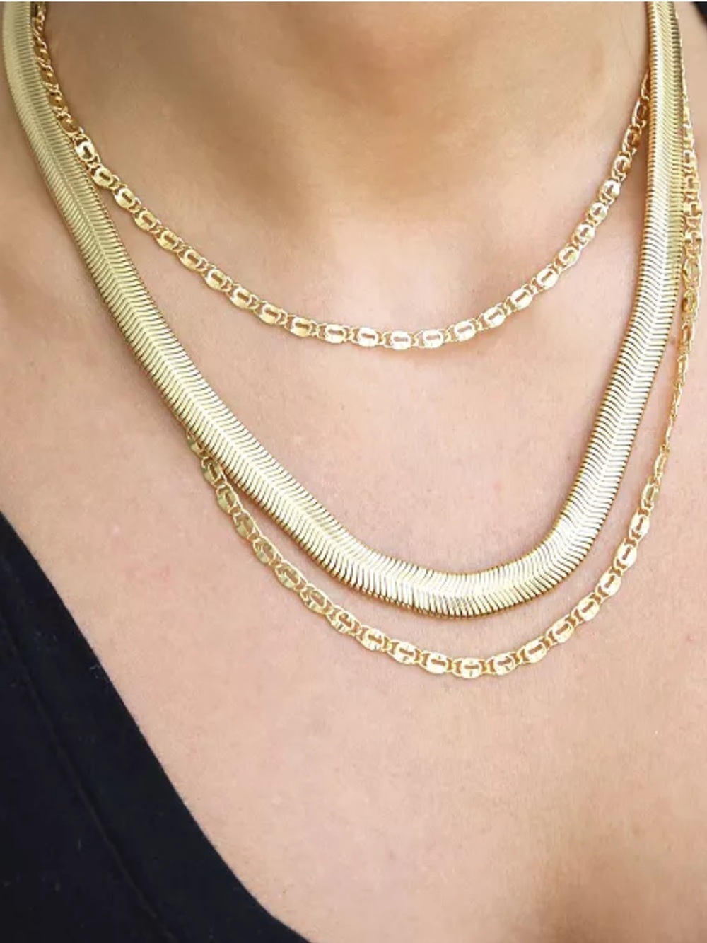 New Ettika Supreme Mixed Chain 18K Gold Plated Layered Necklace $75